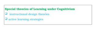 Comprehensive Overview of Learning Theories in Science Education | PPTX