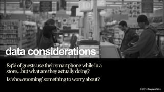 data considerations
84% of guests use their smartphone while in a
store…but what are they actually doing?
Is ‘showrooming’ something to worry about?
© 2014 SapientNitro

 