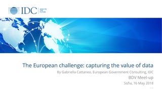 The European challenge: capturing the value of data
By Gabriella Cattaneo, European Government Consulting, IDC
BDV Meet-up
Sofia, 16 May 2018
© IDC
 