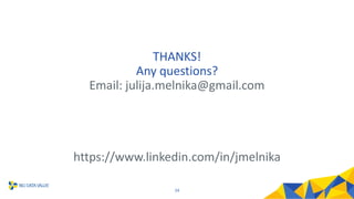 THANKS!
Any questions?
Email: julija.melnika@gmail.com
https://www.linkedin.com/in/jmelnika
24
 