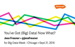BDW Chicago 2016 - Jessica Freaner, Data Scientist, Datascope Analytics - You’ve Got (big) Data! Now What?