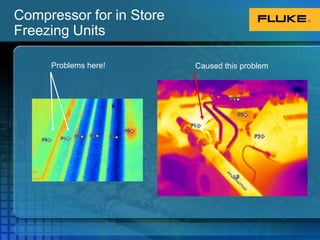 HVAC - Air Conditioner UnitAbnormal AppearanceThe discharge line is not as hot and appears not as white and the suction line is only slightly cooler. Indicates A/C unit in need of charge or upon HVAC inspection after charge possible compressor blow by.Normal AppearanceSuction line (Black = Cold)and discharge line (White = Very hot) on an exterior A/C unit.