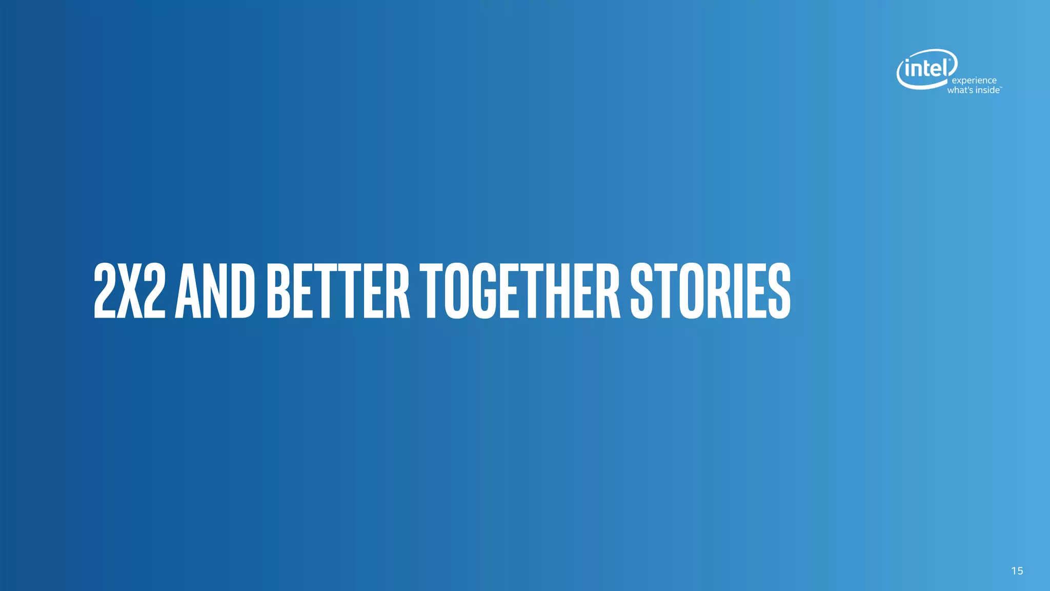 * Other Names and Brands May Be Claimed as the Property of Others
2x2andBettertogetherstories
15
 