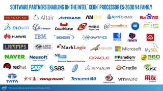 * Other Names and Brands May Be Claimed as the Property of Others 2
SoftwarePartnersEnablingontheIntel® Xeon® processorE5-2600v4Family
 
