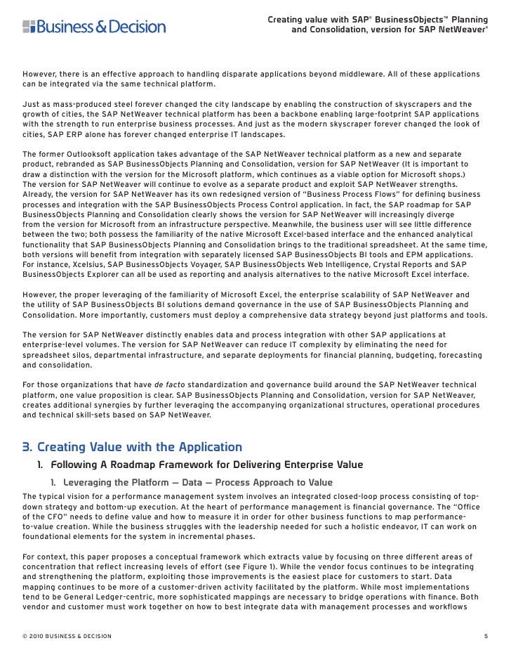 creating value with sap businessobjects planning and consolidation v