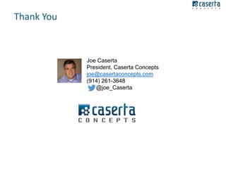 Thank You

Joe Caserta
President, Caserta Concepts
joe@casertaconcepts.com
(914) 261-3648
@joe_Caserta

 