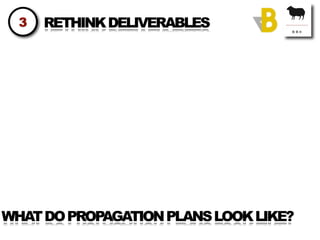 3   RETHINK DELIVERABLES




WHAT DO PROPAGATION PLANS LOOK LIKE?
 