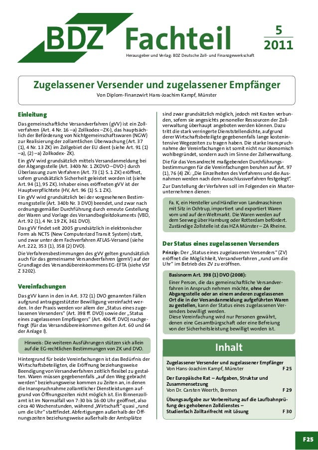 Weerth Arbeitsprobe Aus Dem Bdz Fachteil 05 2011 Leseprobe Ab F 29