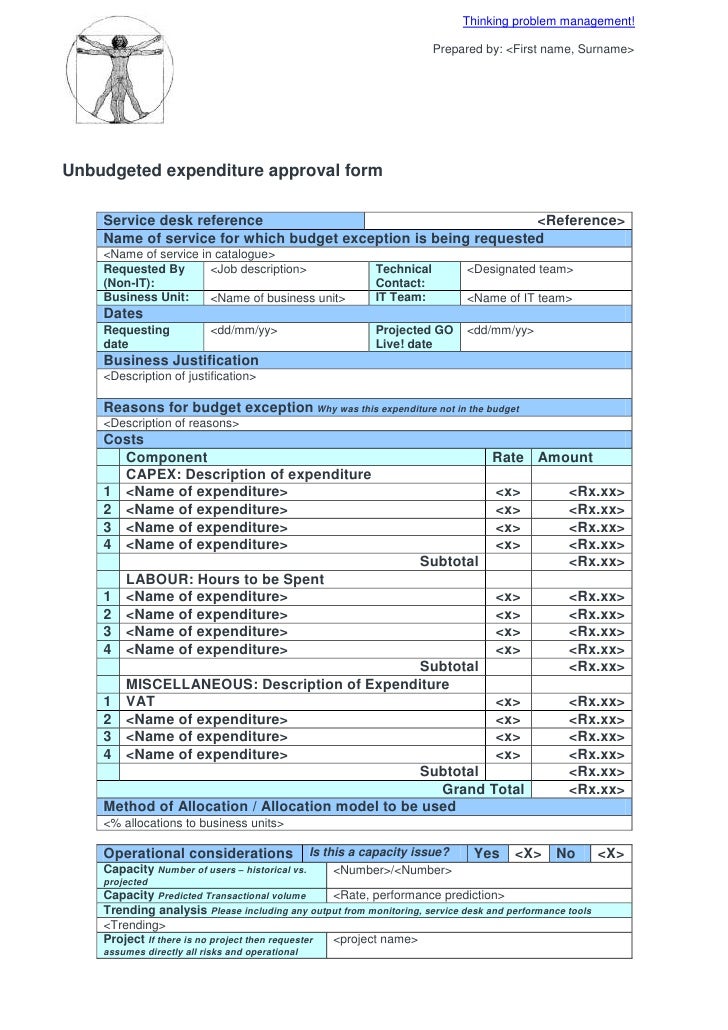 Budget exception form