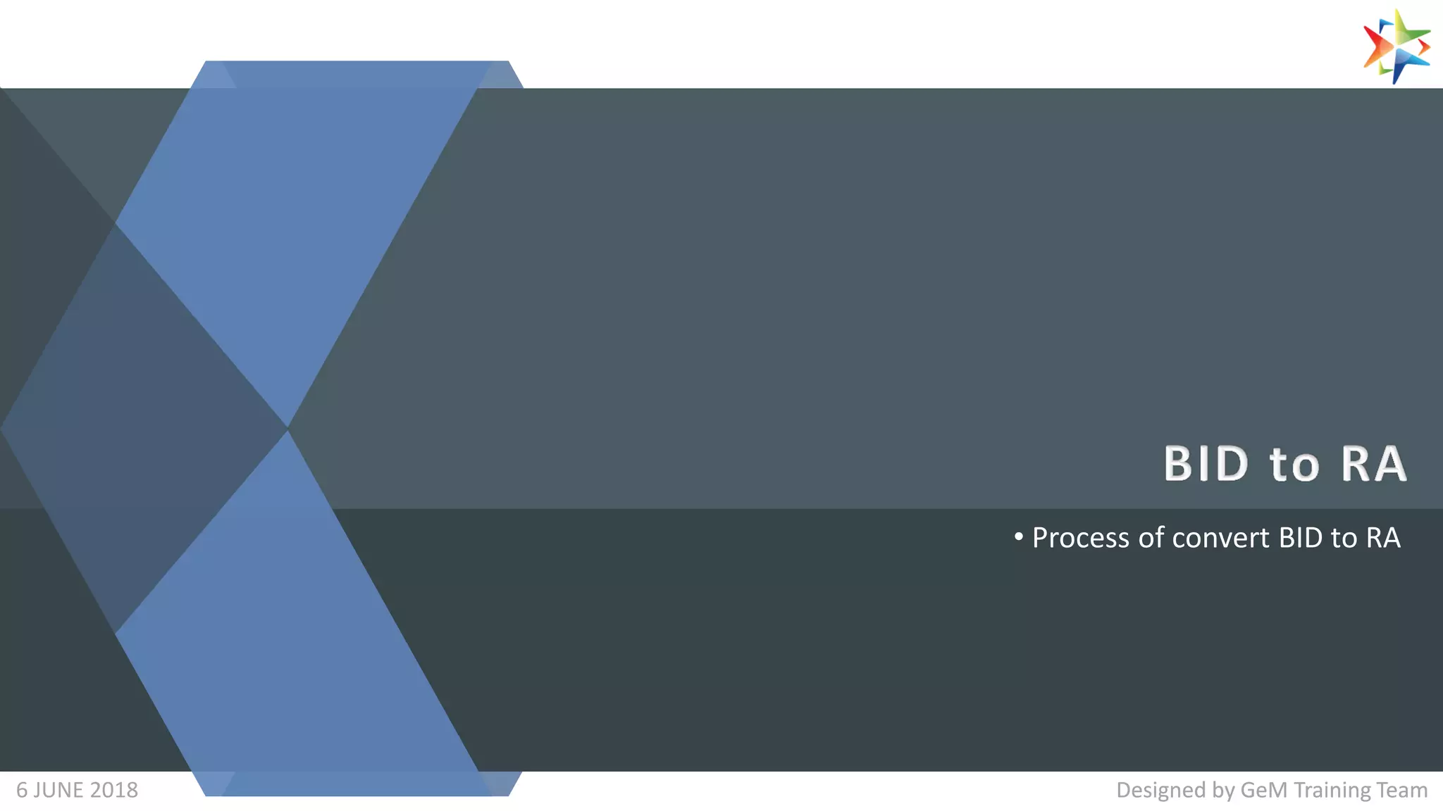 • Process of convert BID to RA
Designed by GeM Training TeamDesigned by GeM Training Team6 JUNE 2018