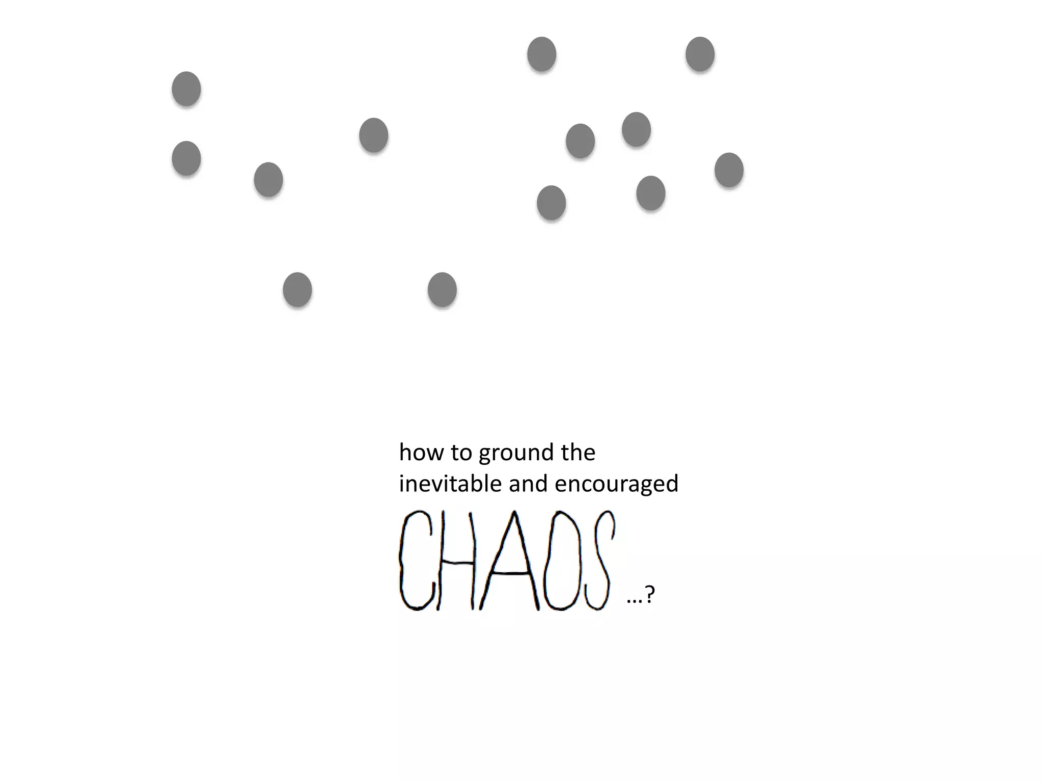 how to ground the
inevitable and encouraged



                    …?
 