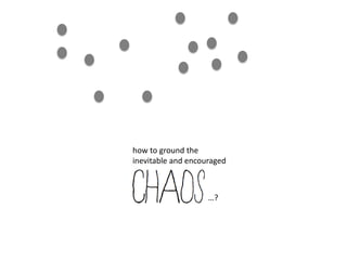 how to ground the
inevitable and encouraged



                    …?
 