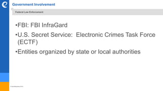 © benefitexpress 2016
Government Involvement
•FBI: FBI InfraGard
•U.S. Secret Service: Electronic Crimes Task Force
(ECTF)
•Entities organized by state or local authorities
Federal Law Enforcement
 