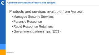 © benefitexpress 2016
Commercially Available Products and Services
Products and services available from Verizon:
Managed Security Services
Forensic Response
Rapid Response Retainers
Government partnerships (ECS)
 