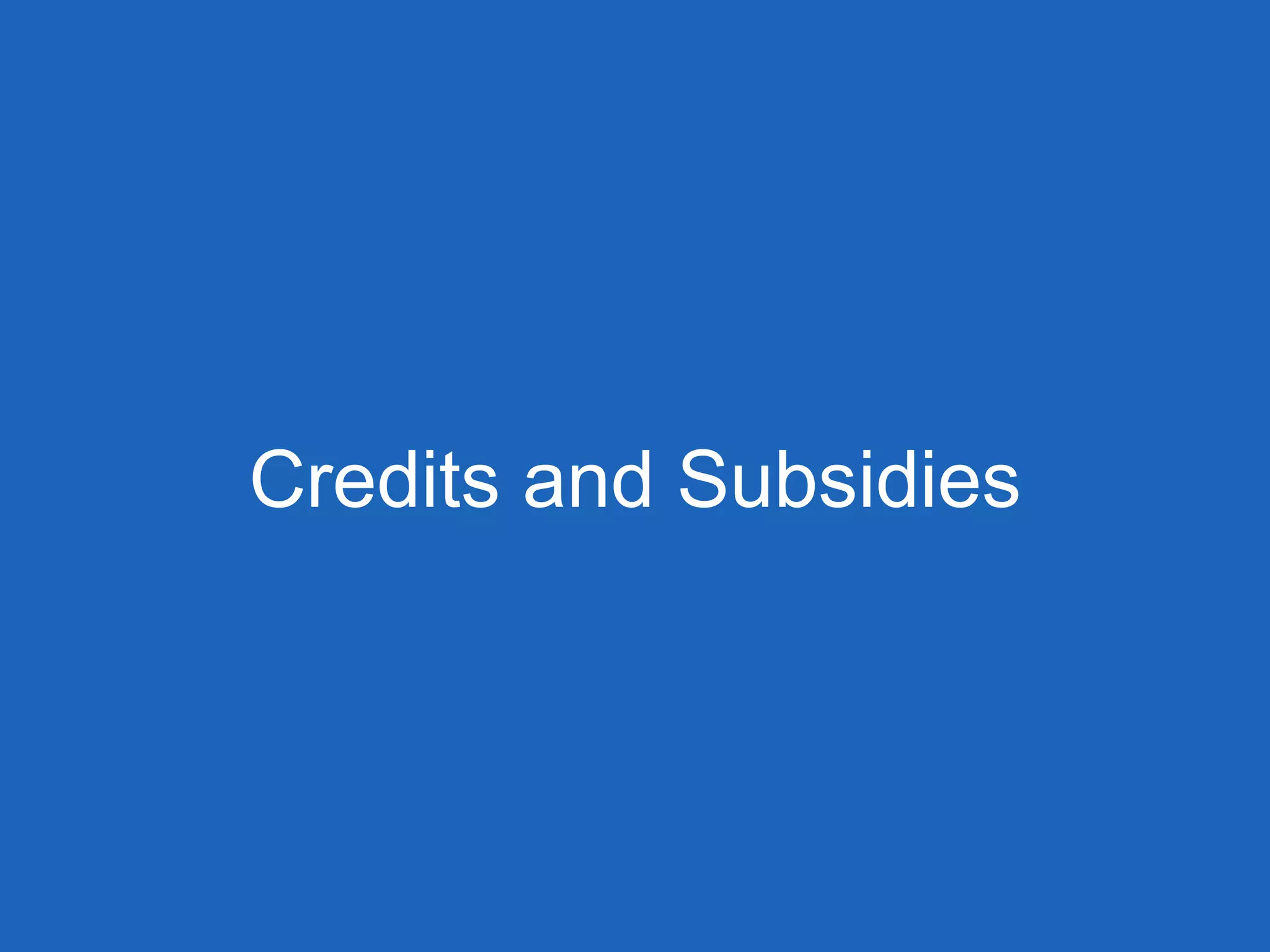 Credits and Subsidies
 