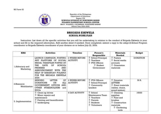 Comprehensive Brigada Eskwela 2024-2025 School Work Plan for Polangi ...