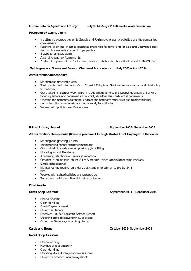 estate agents cv