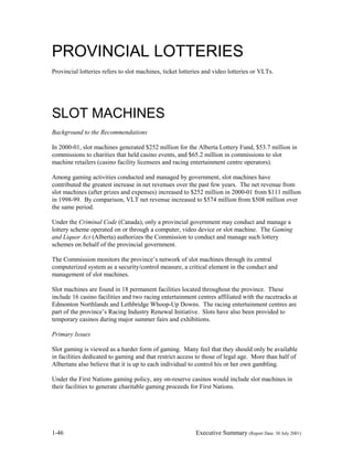 Slots Machine Income Report GLPR Report V1.1 - Executive Summary | PDF