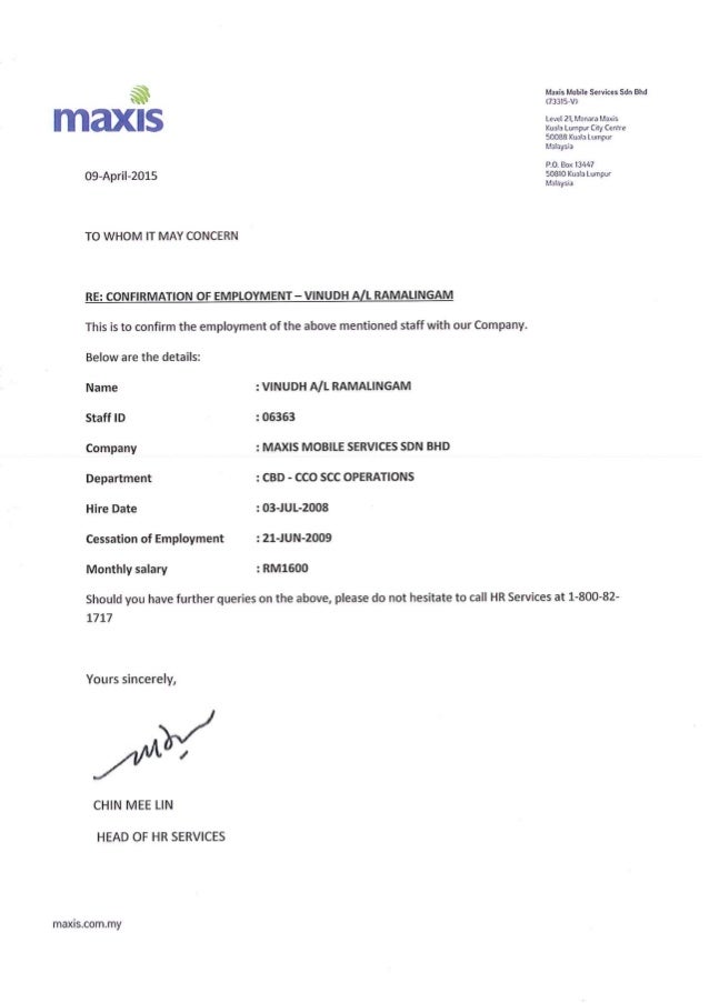 application letter for company sim card maxis experince letter application letter for company sim card maxis experince letter
