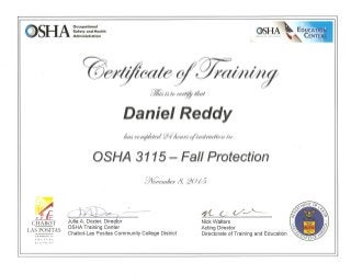 Cert - OSHA 3115 Fall Protection (24 hrs)