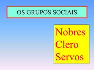 OS GRUPOS SOCIAISNobresCleroServos