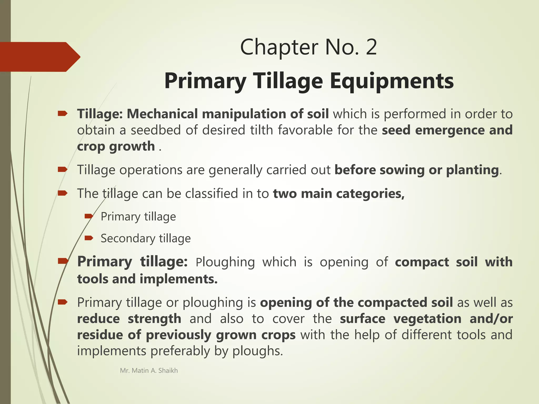 Primary Tillage Equipments | PPTX