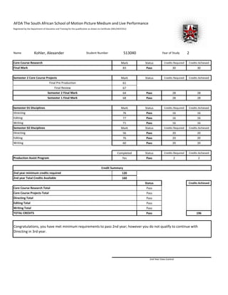 AFDA 2012 Final Report | PDF