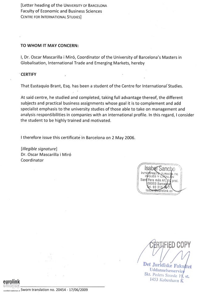 universidad barcelona recommendation letter english reference letter heading
