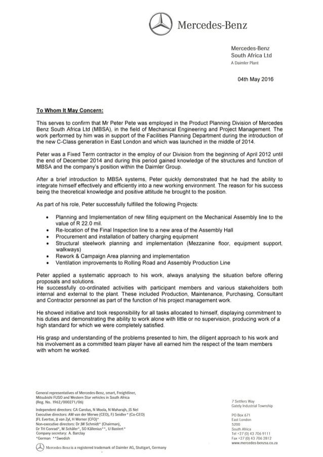 Reference Letter Deutsch