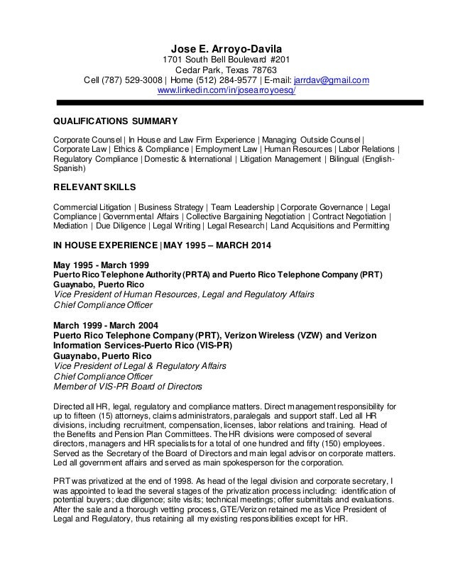 jose e arroyo davila resume hr version vice president of human resources resume