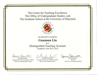 Distinguished Teaching Assistant Award