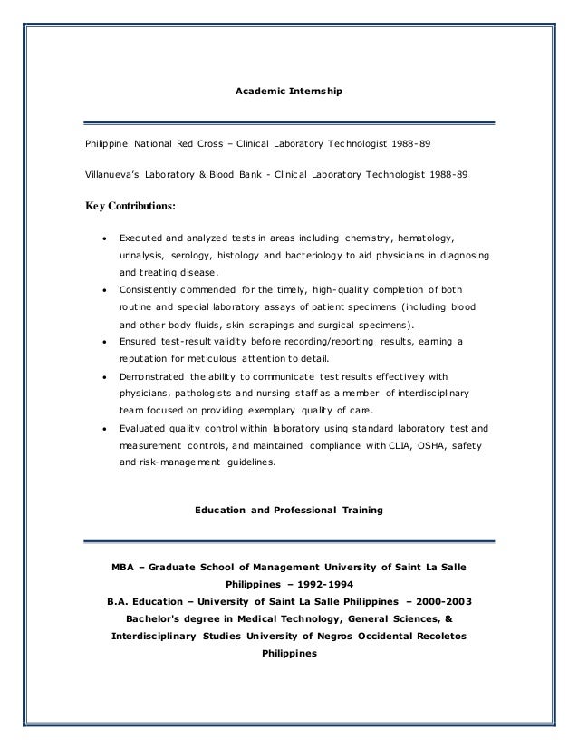 medical technologist resume new