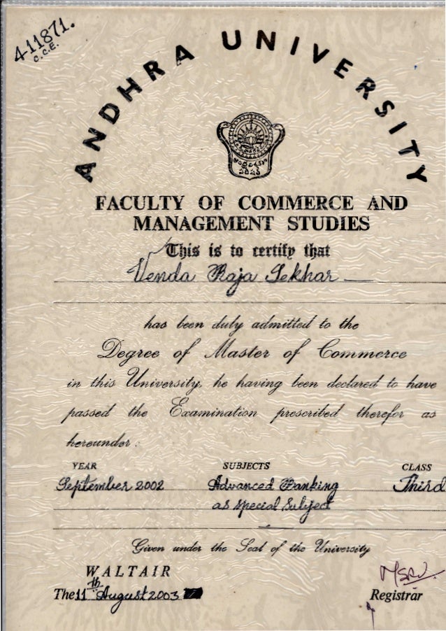 Post Graduation Certificate for Master of Commerce