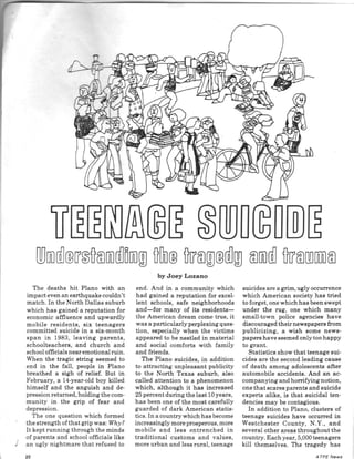 Teenage suicide feature for ATPE News