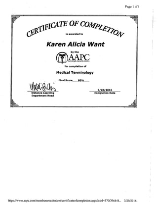 Medical Terminology Certificate