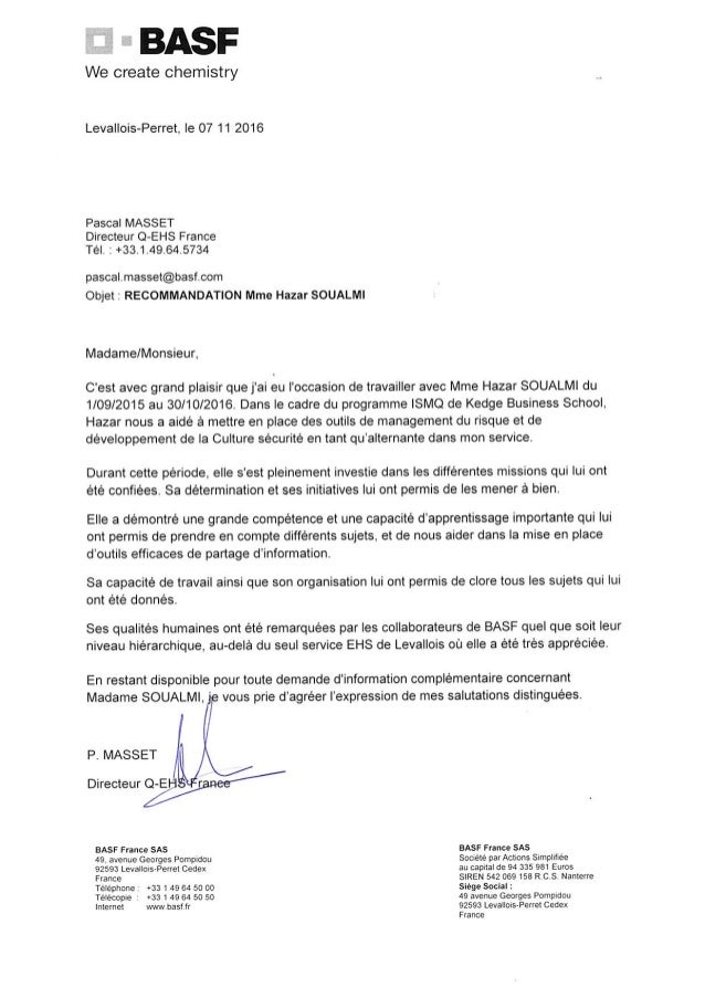recommendation lettre