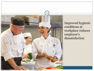 Improved hygienic
conditions at
workplace reduces
employee’s
dissatisfaction
23
 
