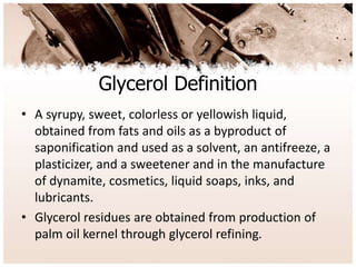 GLYCEROL RECOVERY SYSTEM Final Presentation | PPT