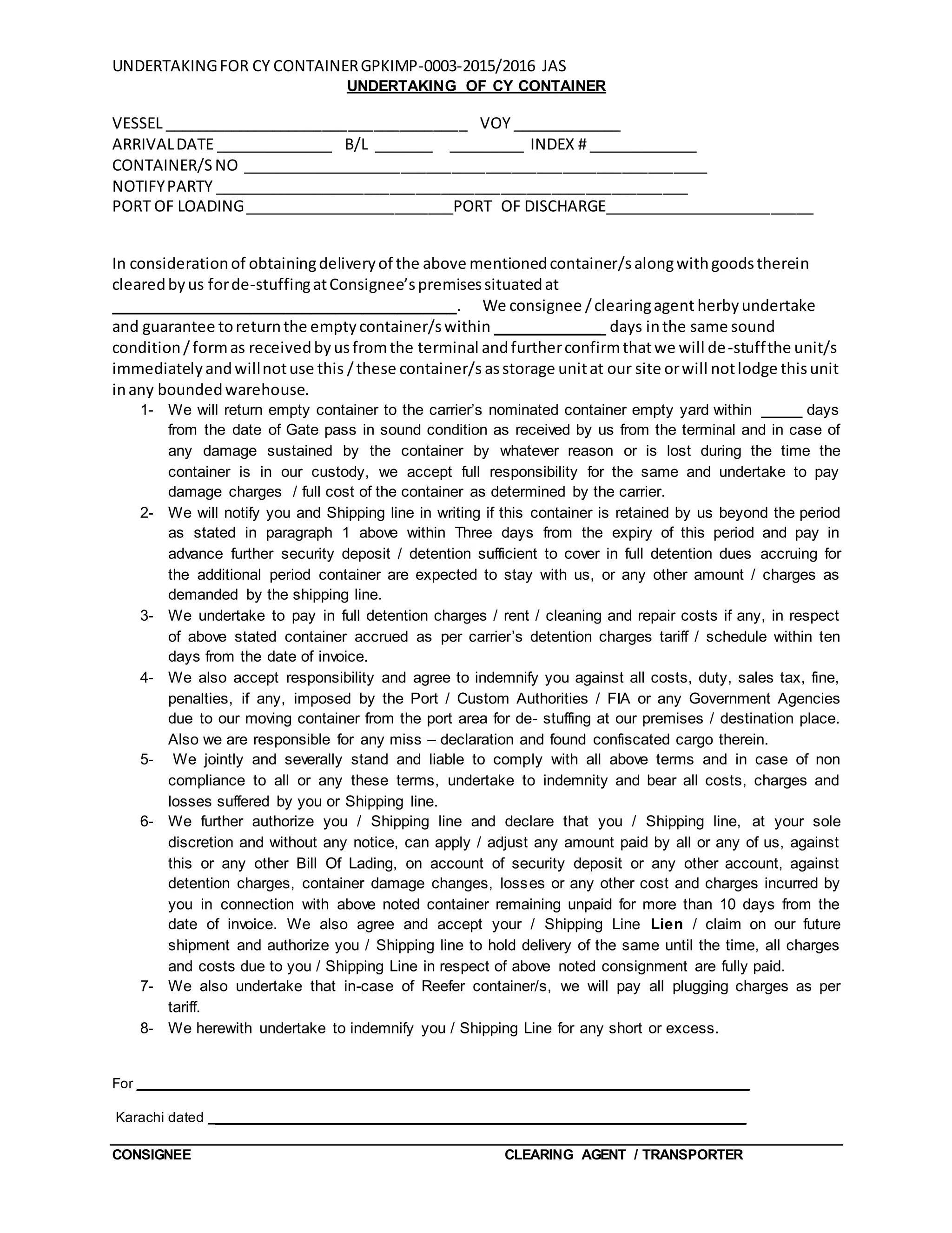 Container Detention Example.pdf 3... UNDERTAKING FOR CY CONTAINER GPKIMP-0003-2015-2016 | DOCX