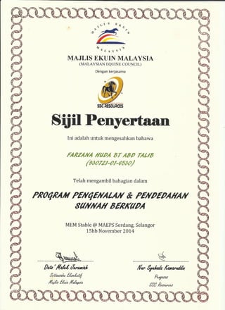 scan sijil sunnah berkuda