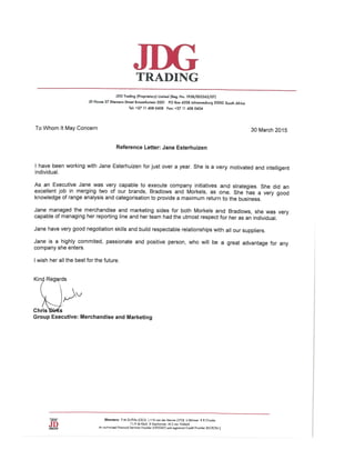 CV & REFS J Esterhuizen Feb 2016 