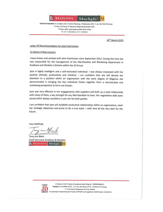 CV & REFS J Esterhuizen Feb 2016 