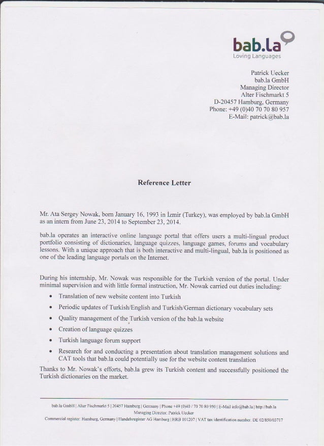 reference letter for managing director