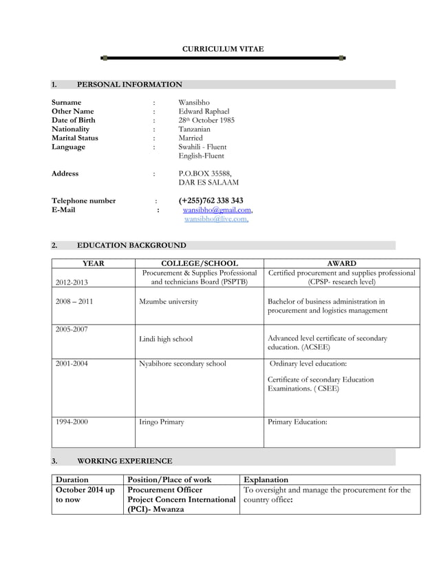 EDWARD RAPHAEL CV+ | PDF