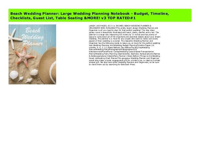 Beach Wedding Planner Large Wedding Planning Notebook Budget Time