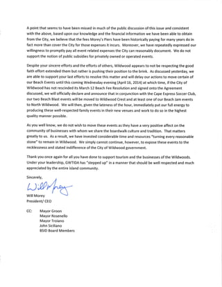Will Morey Beach Events Letter