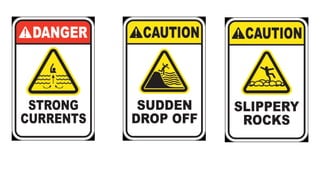 Beach flags and warning signs