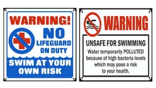 Beach flags and warning signs