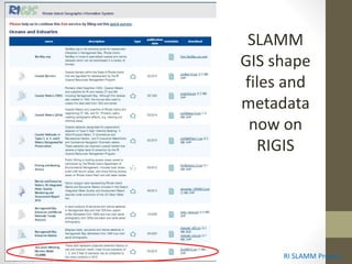 SLAMM
GIS shape
files and
metadata
now on
RIGIS
RI SLAMM Project
 
