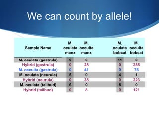 Preliminary round of sequencing(Illumina 76 bp x 2, ~250 bp insert size)